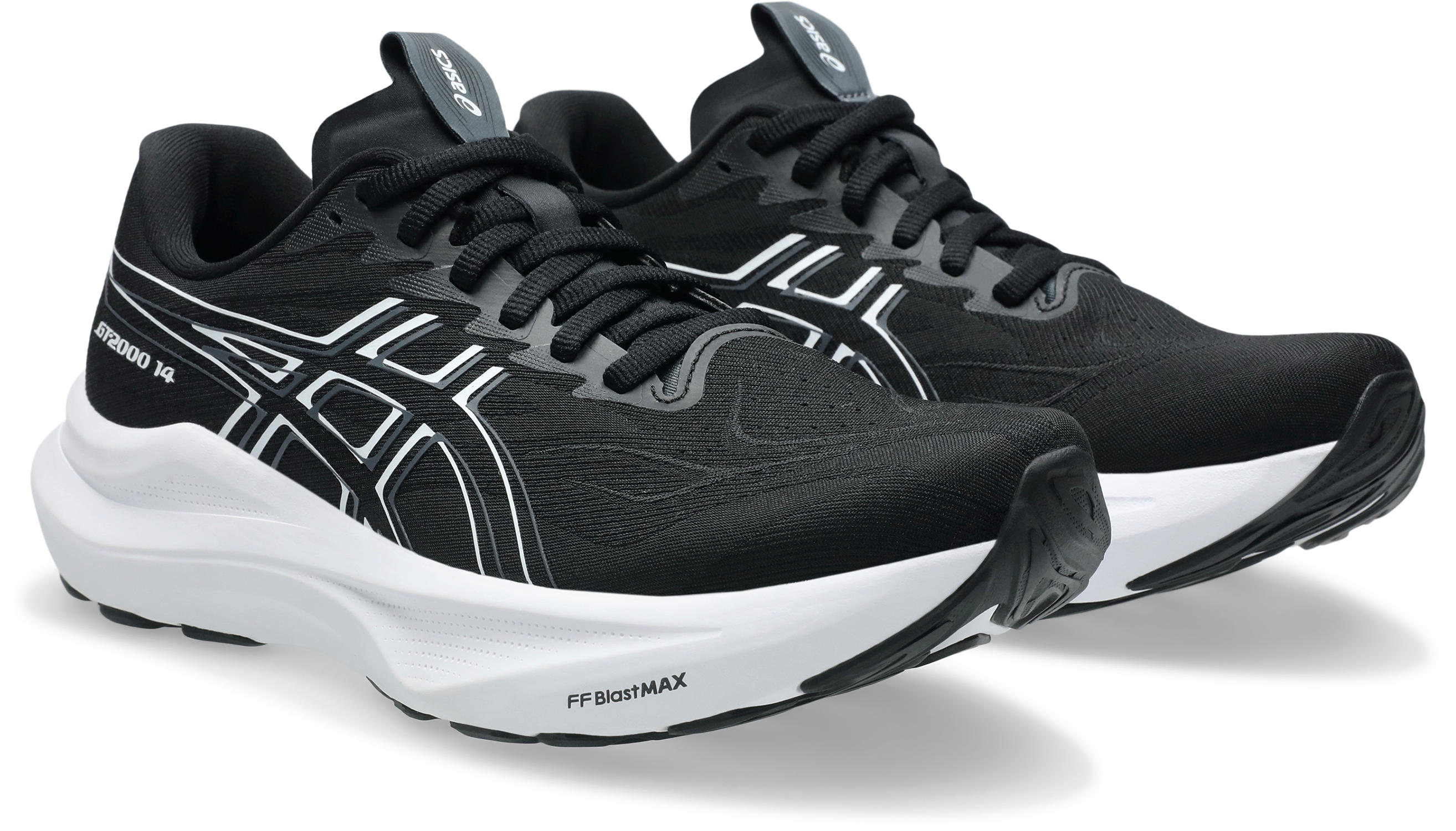 Laufschuh ASICS "GT-2000 14", Damen, Gr. 37,5, schwarz, weiß, Textil, Schuhe Laufschuh, für mehr Stabilität
