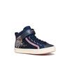 Sneaker GEOX "J KALISPERA GIRL", Kinder, Gr. 30, blau (navy, rosa), Synthetik, Textil, Glitzer, metallic, modisch, Schuhe, Schnürboots, Glitzerschuh mit Gummizug, Größenschablone zum Download