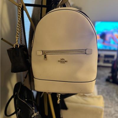 Coach Bags | Coach Kenley Backpack Chalk Signature Crossgrain Leather With Gold Accents | Color: Cream/White | Size: Os