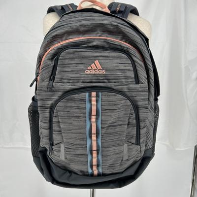 Adidas Bags | Adidas Large Backpack Gray Pink Stripe Laptop School Travel Sports Bag 21" | Color: Gray/Pink | Size: Os