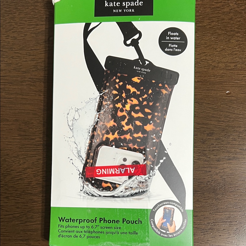 Kate Spade Cell Phones & Accessories | Kate Spade Leopard Print Waterproof Phone Pouch - Black And Orange | Color: Black/Orange | Size: Os