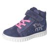 Sneaker RICOSTA "Jeannie", Kinder, Gr. 32, blau (navy, rosa), Veloursleder, Glitzer, animal-print, casual, Schuhe, Schnürboots mit TEX-Ausstattung, Größenschablone zum Download