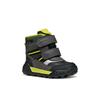 Winterboots GEOX "B TREKKYUP BOY B ABX", Kinder, Gr. 25, schwarz (schwarz, grün), Lederimitat, Textil, sportlich, Schuhe, Winterstiefel mit Warmfutter, Größenschablone zum Download