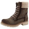 Winterboots TOM TAILOR, Damen, Gr. 36, grau (taupe), Lederimitat, Textil, used, modisch, Schuhe, Workerboots, Hiking Boot mit Blockabsatz