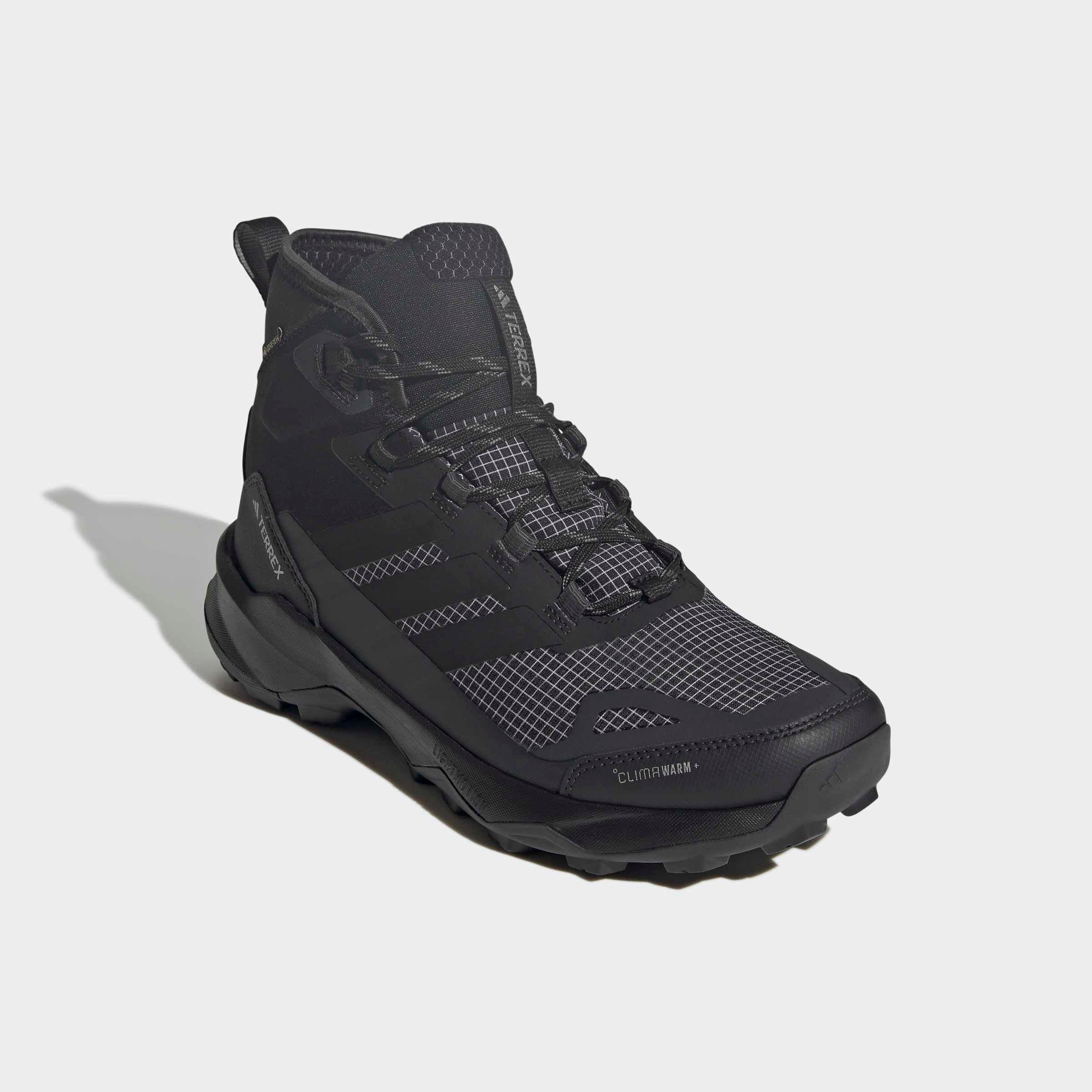 Wanderschuh ADIDAS TERREX "TERREX SKYCHASER AX5 MID GORE-TEX CLIMAWARM+", Herren, Gr. 45, schwarz (core schwarz, core schwarz, carbon), Synthetik, Textil, Schuhe Wanderschuh, wasserdicht und wärmend, Topseller