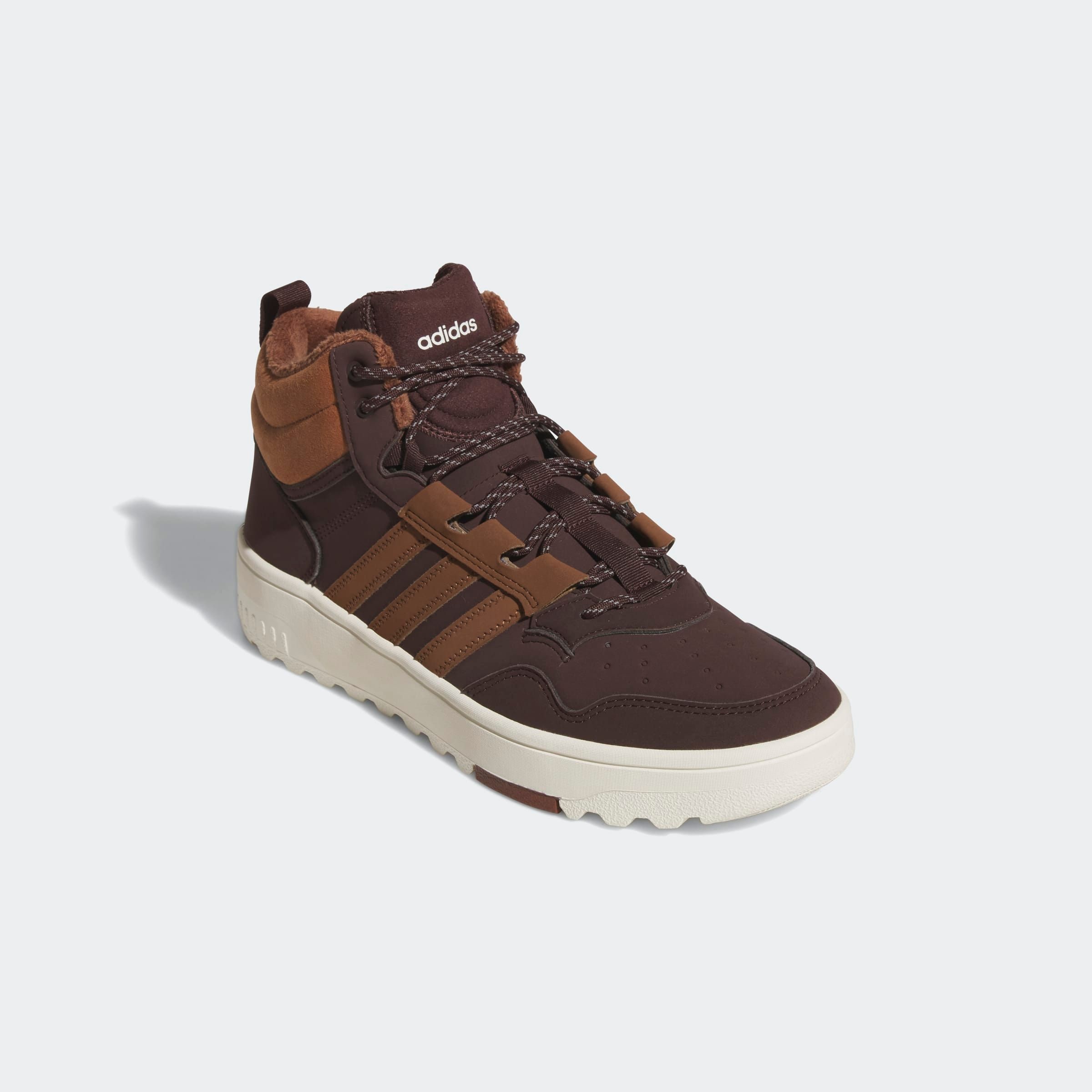 Winterboots ADIDAS SPORTSWEAR "HOOPS 4.0 MID", Damen, Gr. 42,5, shadow braun, supplier colour, sanftes weiß, Synthetik, Schuhe, Winterschuhe, Winterstiefel, Snowboots