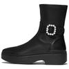 Plateaustiefelette FITFLOP "F-LUMA CRYSTAL", Damen, Gr. 39, schwarz, Leder, Lederimitat, casual, Schuhe, Boots, Chunky Boot mit Plateausohle