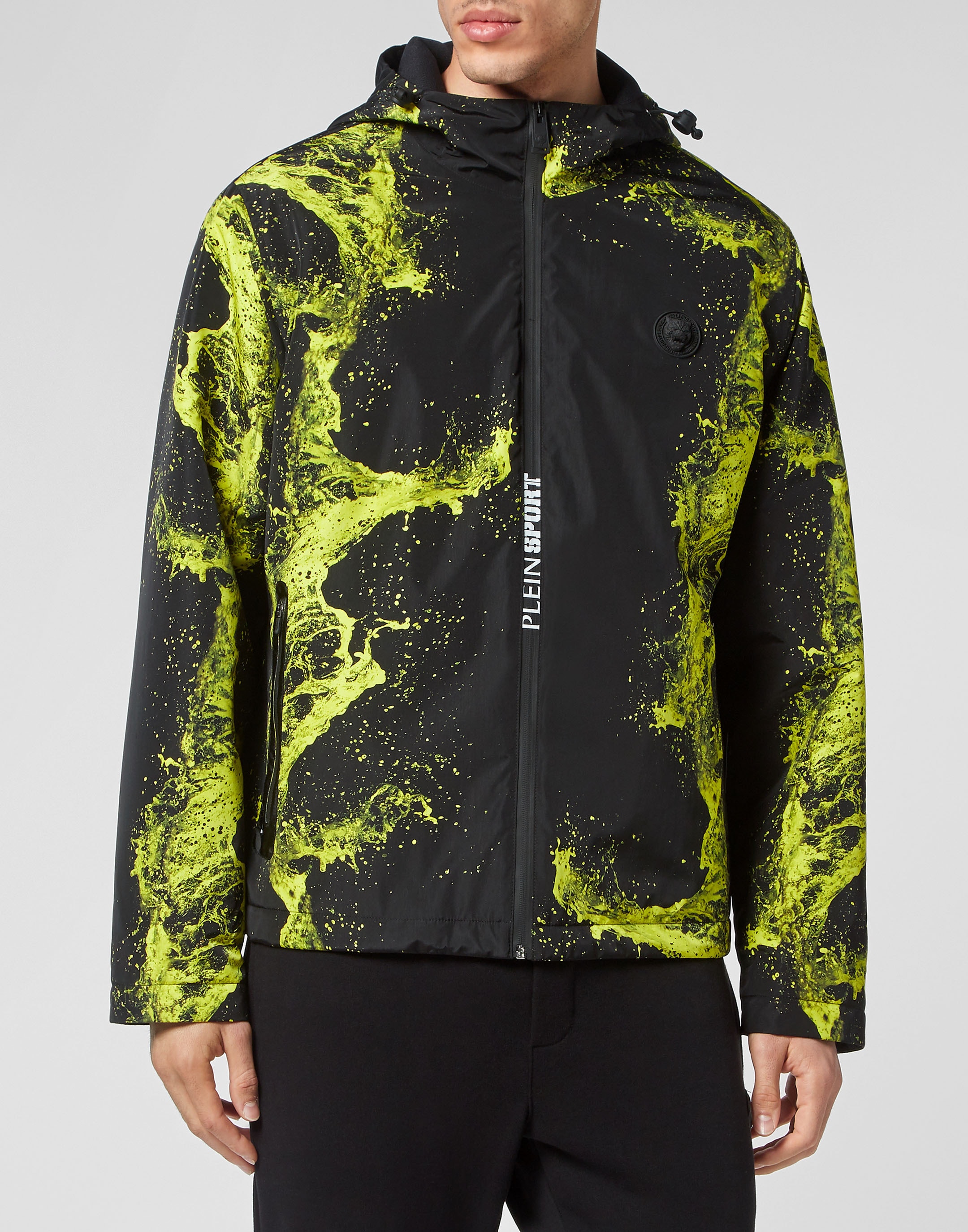 Daunenjacke PLEIN SPORT "Daunenjacke", Herren, Gr. M, 0209, schwarz, gelb, Obermaterial: 100% Polyester; Futter: 100% Polyester, Jacken Image
