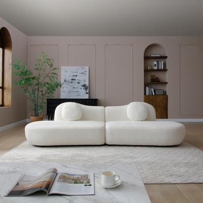 Modern Curved Modular Sofa, Boucle 3-Seater Sofa,Crescent Shape & Butterfly Backrest
