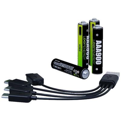 VERICO 8x USB-Akkus mit Ladekabel LoopEnergy AAA900