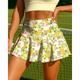 Per donna Piante Floreale Motivo Floreale Gonne da tennis Patchwork Tasca 2 in 1 UPF50 Resistente ai Raggi UV Multistrato Pallavolo Tennis Badminton Pantaloncini Gonna Giallo Chiaro Abbigliamento da