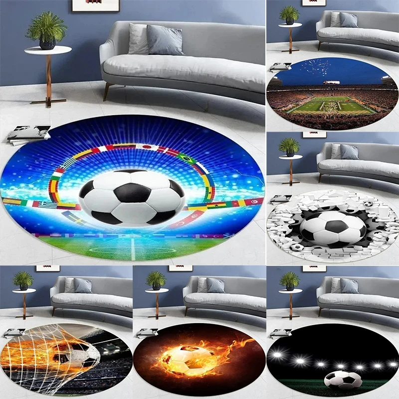 Runder Teppich mit Fußballmuster, Fußballbegeisterte, Zielschießen-Design, dekorative Matte für Wohnzimmer und Schlafzimmer, Sitzkissen Image