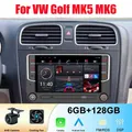 7 "6 + 128GB Autoradio Per VW Golf MK5 MK6 Wireless Apple Carplay Android 15 Auto Sistema Intelligente WIFI BT GPS unità principale