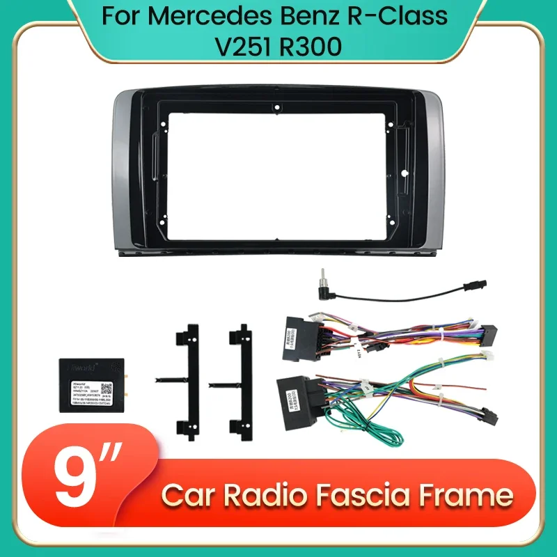 9-Zoll-Auto-Armaturenbrett-Rahmen-Faszienadapter für Benz R-Klasse W251 R280 R300 R320 R350 R500 Android 2 Din Radio Panel Fascias Canbus Box Image