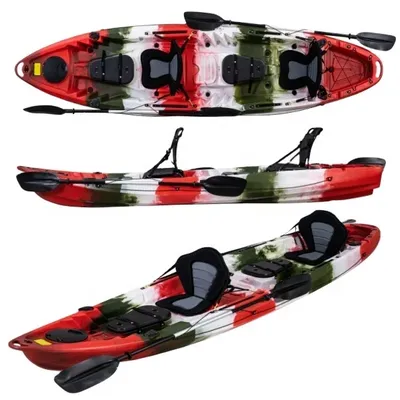 LSF 2024 Popular Family Kayak 3 People 2 Person 2 Adult+1child HDPE Sit on Top Fishing Kayak with Backseat or Chair