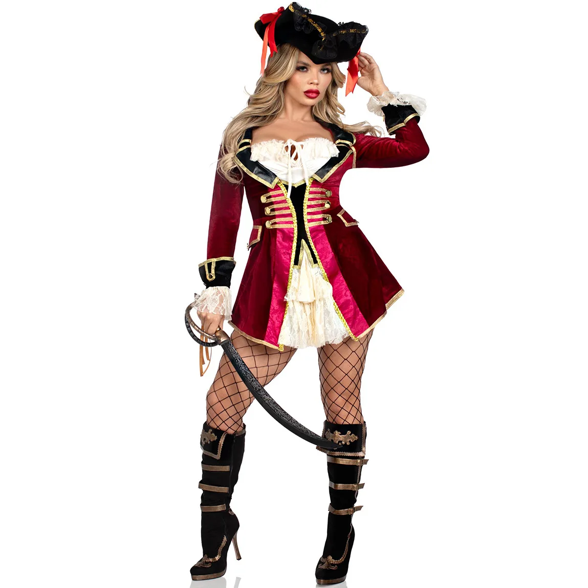 Halloween-Kostüme, sexy Damen, mittelalterliches Piratenkostüm, S-XL, Wikinger, Karibik, Cosplay, Karneval, Festival, Party, Halloween-Outfit Image
