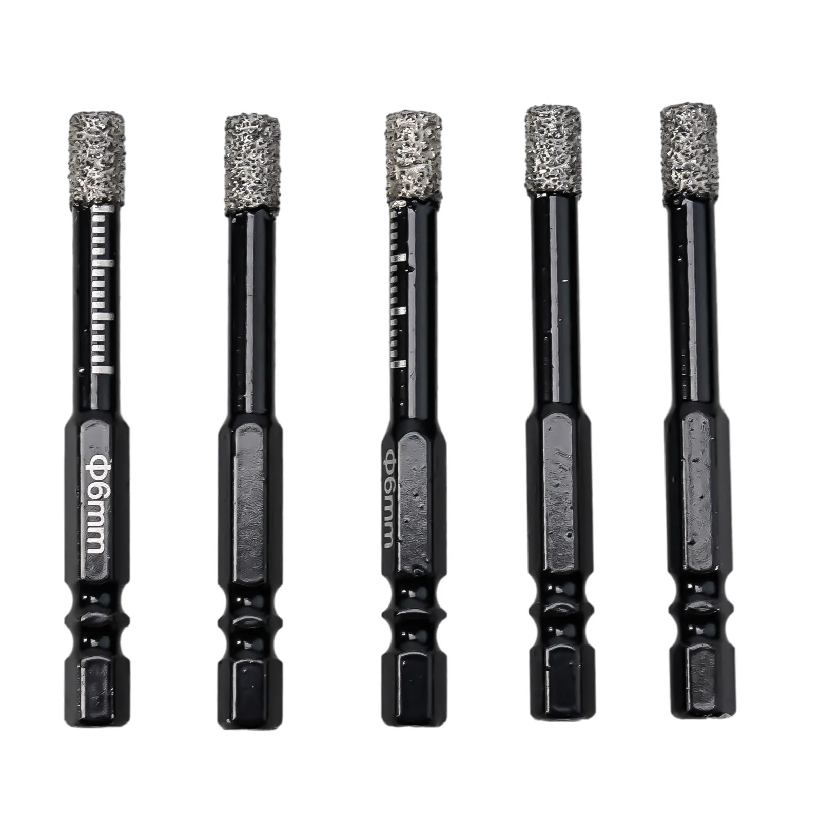 5-teilige Accum-gelötete Bohrer für Glasfliesen, Keramik, schwarze Trockenbohrer, Mauerwerk, Beton zum Bohren von Granit und Marmor Image