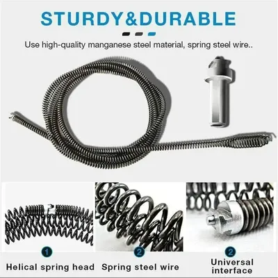 Snake Drain with Drill Adapter Spring Sewer Dredging Tool, Spring Pipe Dredging Tools Drain Hose Cleaner Sticks 3M Clog Remover