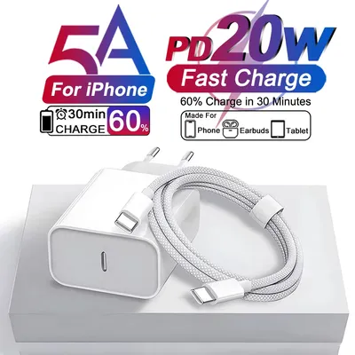 PD 20W Type C Charger Fast Charging Adapter For Apple iPhone 17 13 11 12 14 15 16 Pro Max Plus Original Charger USB Type C Cable