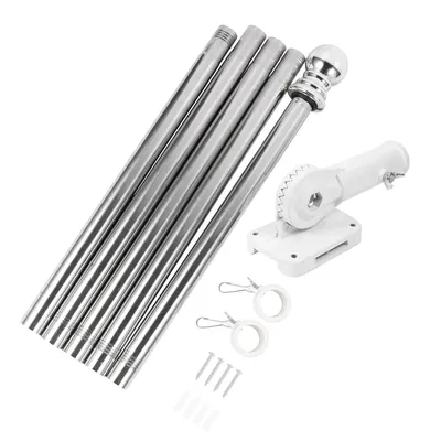 Flagpole Set with Base Kit Stainless Steel Rotating and Stand Alloy Bracket Wall