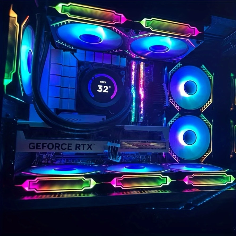 Prisma 12 cm ARGB-PWM-PC-Lüfter, Infinity-Spiegel-Lichteffekt, 5 V 3PIN-Synchronisierung, 800–2000 U/min, leiser Lüfter mit hohem Luftstrom Image