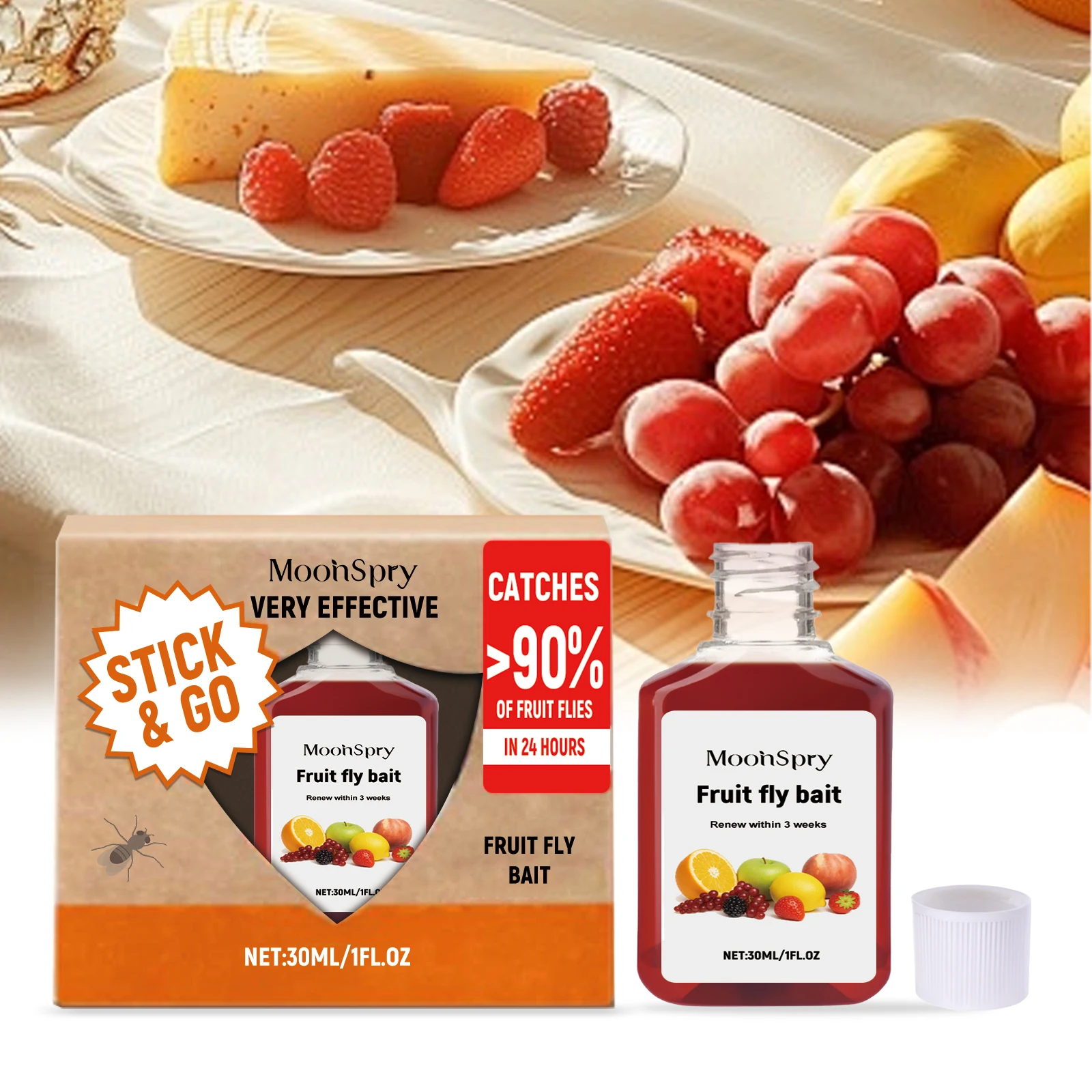 Fruchtfliegenköder, effiziente Fruchtfliegen, schnelle Reaktion, betreten Sie die Falle durch eine speziell entworfene Geruchsformel, 30 ml Image