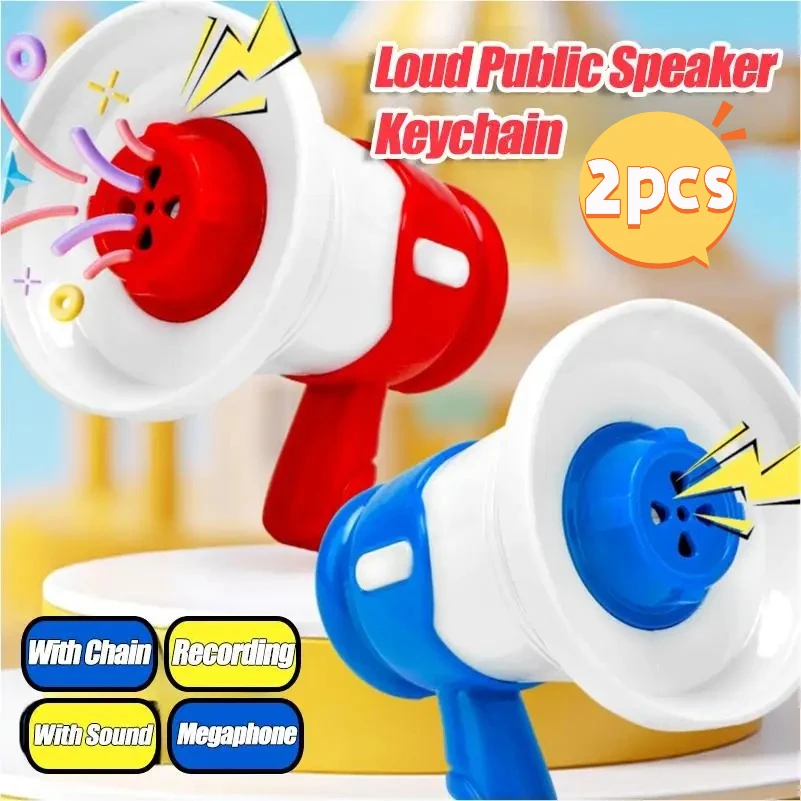 2Pcs Musik Horn Trompete Schlüsselbund Lautsprecher Handheld Lautsprecher Schlüsselbund Kreative Lustige Schule Tasche Anhänger Schlüsselring Geschenke Image