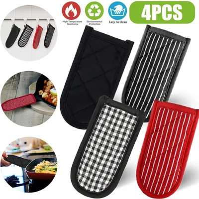 4Pcs Cast Iron Handle Cover Heat Resistant Pot Handle Covers Non-Slip Pan Handle Holders Handle Mitts Washable Handle Gloves
