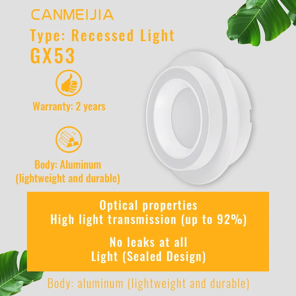 GX53 Downlight, rund, verstellbar, Strahler, Aluminium, LED-Deckenleuchte, Innenbereich, für Badezimmer, Schlafzimmer, Wohnzimmer, Downlight