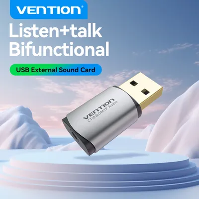 Vention Sound Card USB External Audio Adapter with 3.5mm Jack for PC Laptop PS5 Headphones Mic Speaker Streaming USB SoundCard