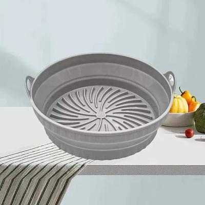 Collapsible Silicone Grill Pan Round Air Fryer Baking Tray Foldable Heat Resistant Non Stick Mat Reusable Silicone Liner Oil Proof Kitchen Cooking Accessories