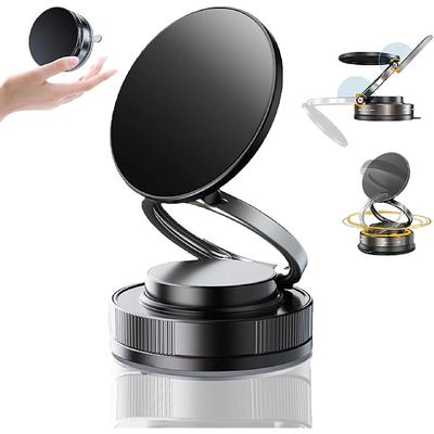 360 Degree Adjustable Vacuum Magnetic Phone Holder Hands-Free Foldable Suction Cup Phone Mount MagSafe Cell Phone Holders for Your Car/Gym/Mirror Mount for iPhone Android