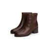 Stiefelette TOMMY HILFIGER "TH BUCKLE RIDING MID HEEL BOOTIE", Damen, Gr. 37, braun (dunkelbraun), Leder, klassisch, Schuhe, Blockabsatz, Businesschuh in schmaler Form