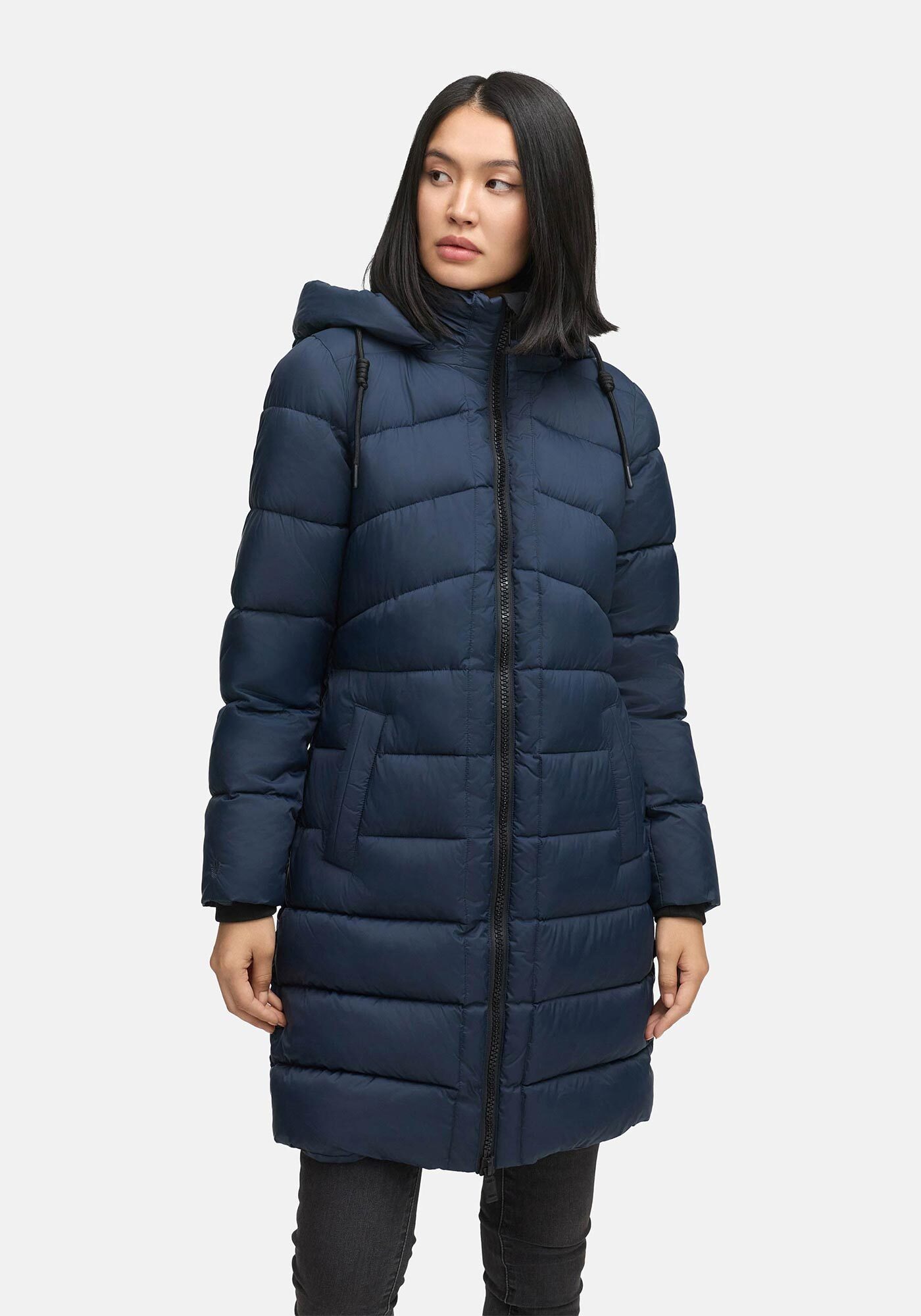 Winterjacke MARIKOO "Kaltnäschen", Damen, Gr. 3XL, blau (navy), Obermaterial: 100% Polyester; Futter: 100% Polyester; Wattierung: 100% Polyester; Ärmelfutter: 100% Polyester, Jacken, mit warmem Fleece in den Taschen Image
