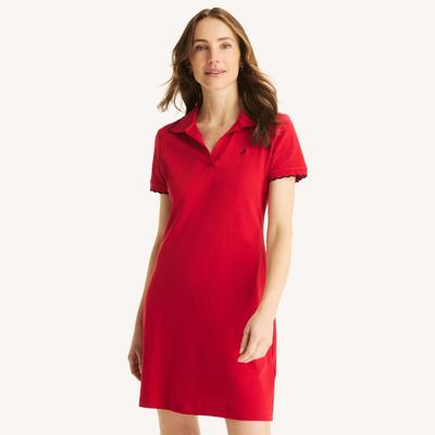Nautica Women's Scalloped Deck Polo Dress Melonberry, XS