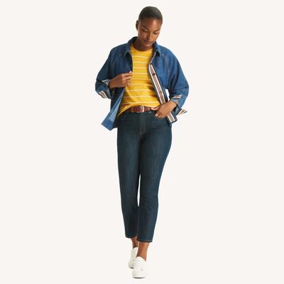 Nautica Women's Mid-Rise Straight Denim J Navy, 14