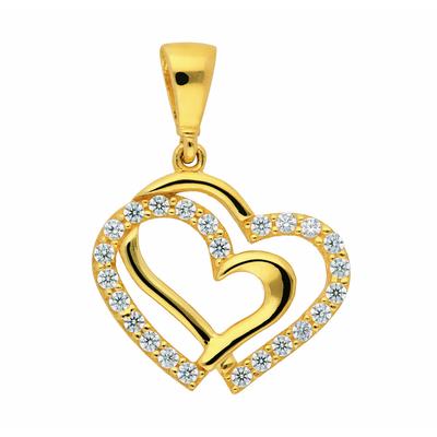 Herzkette ADELIA´S "Halskette - Herzkette mit Anhänger Herz mit Zirkonia aus 333", gold, Halsketten, Damen, Gelbgold 333-Gold, Gelbgold 333, Gold, Schmuckset mit bis 45 cm stufenlos verstellbarer 925 Silber Halskette Image