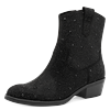Stiefelette MARCO TOZZI, Damen, Gr. 39, schwarz, Textil, unifarben, schimmernd, modisch, Schuhe, Blockabsatz, Westernboots mit funkelenden Strasssteinen besetzt