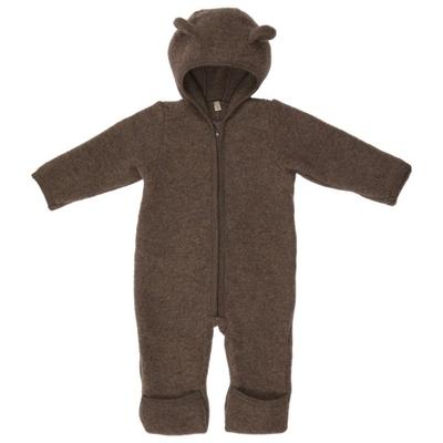 Huttelihut - Baby's Pram Suit Bear Ears Wool Fleece - Overall Gr 80 braun Image