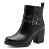 Stiefelette MARCO TOZZI, Damen, Gr. 41, schwarz, Lederimitat, unifarben, Reptilienprägung, modisch, Schuhe, Blockabsatz, Ankleboots mit Zierschnallen und Ösen