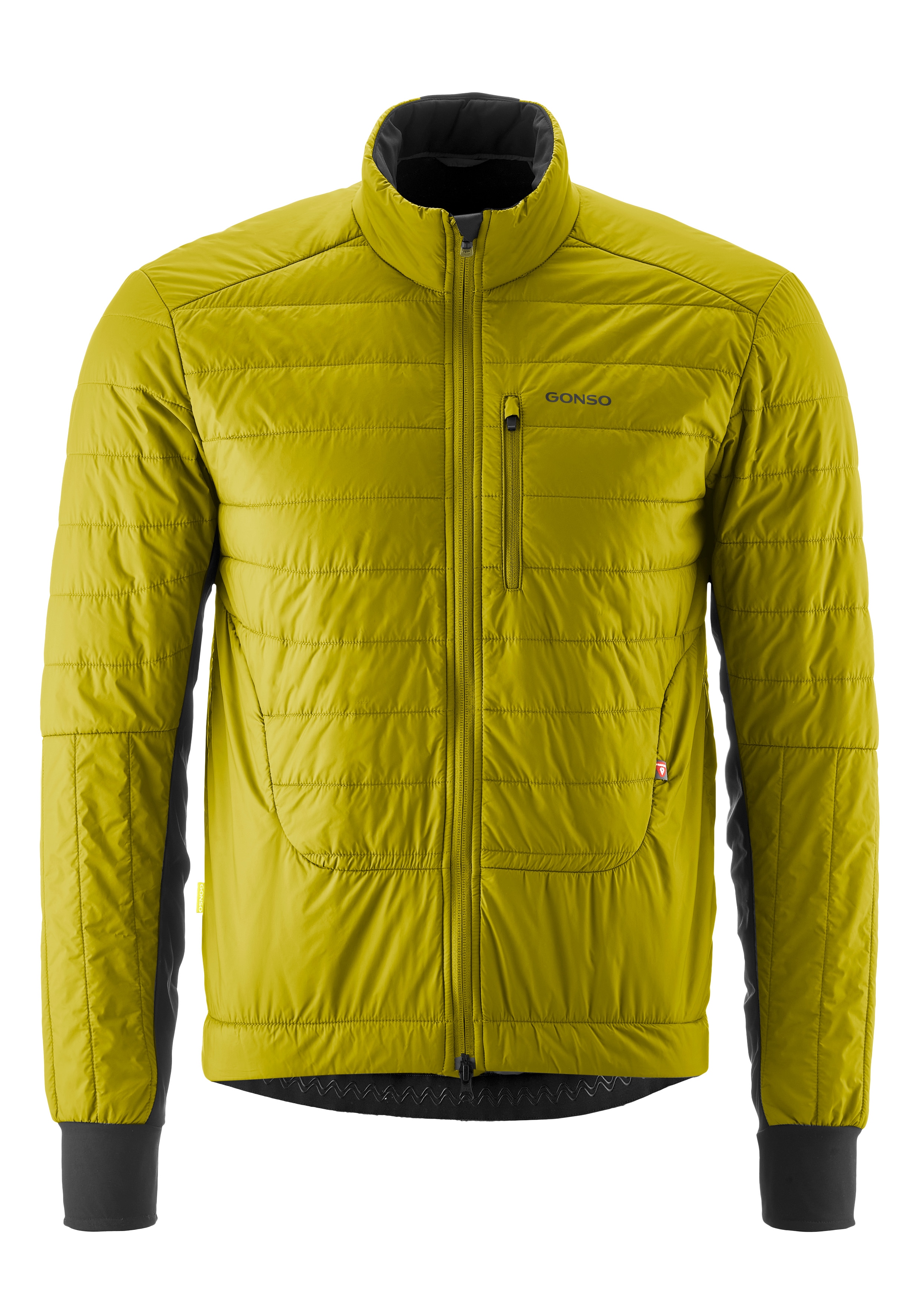 Fahrradjacke GONSO "Trail Jacket Primaloft M", Damen, Gr. M, gelb (dunkelgelb), 100% Polyester, hoch geschlossener Ausschnitt, Jacken Fahrradjacke, Herren Radjacke, warme und atmungsaktive Primaloft-Jacke