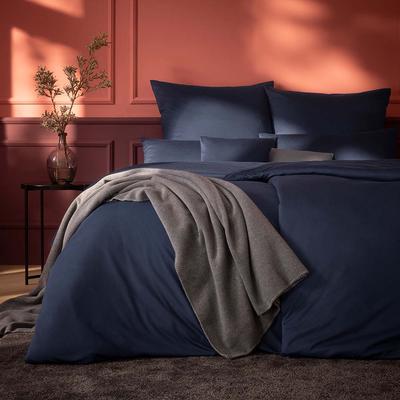 Bettwäsche ESTELLA "Takoma", blau (indigo), B/L: 135cm x 200cm, , Mako-Interlock-Jersey, B/L: 80cm x 80cm, Mako-Interlock-Jersey, Obermaterial: 100% Baumwolle, Bettwäsche Image