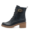 Winterboots MARCO TOZZI, Damen, Gr. 36, blau (navy, braun), Lederimitat, unifarben mit Farbeinsatz, used, modisch, Schuhe, Blockabsatz, Schnürboots, Stiefelette mit Kontrast-Rahmennaht
