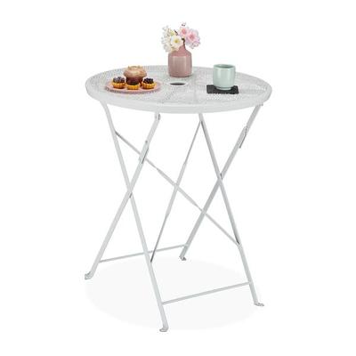 relaxdays Klappbarer Balkontisch weiß ø61 cm weiß Image