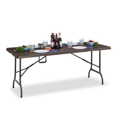 relaxdays Klappbarer Gartentisch in Holz-Optik 180 x 74 cm Image