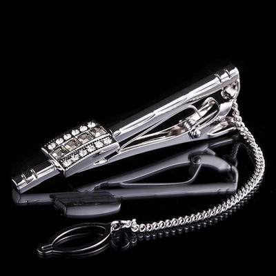 Crystal Chrome Cufflinks Tie Clips Groom Groomsman Wedding Anniversary Business