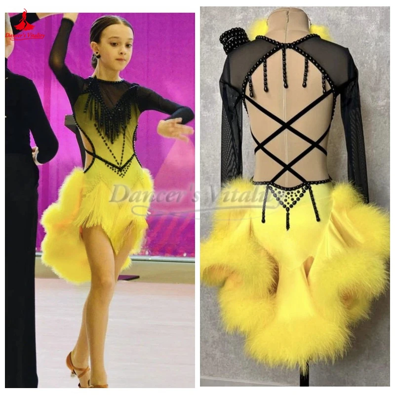 Kinder und Jugendliche, lateinamerikanische Tanzkunstprüfung, professionelles Wettbewerbskleid, individuell anpassbare Chacha-Samba-Rumba-Kleidung für Erwachsene Image