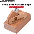 Chiavetta USB 3.0 in legno di faggio JASTER 128 GB con logo personalizzato gratuito Chiavetta USB ad alta velocità da 64 GB Chiavetta USB da 32 GB con scatola carina