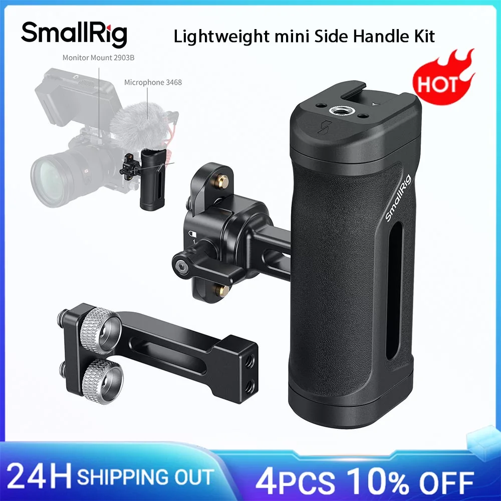 SmallRig Leichtes Mini-Seitengriff-Set mit 1/4 Zoll-20 Gewindelöchern und NATO-Klemmgriff für Sony für DSLR-Kamerakäfig 5532 Image