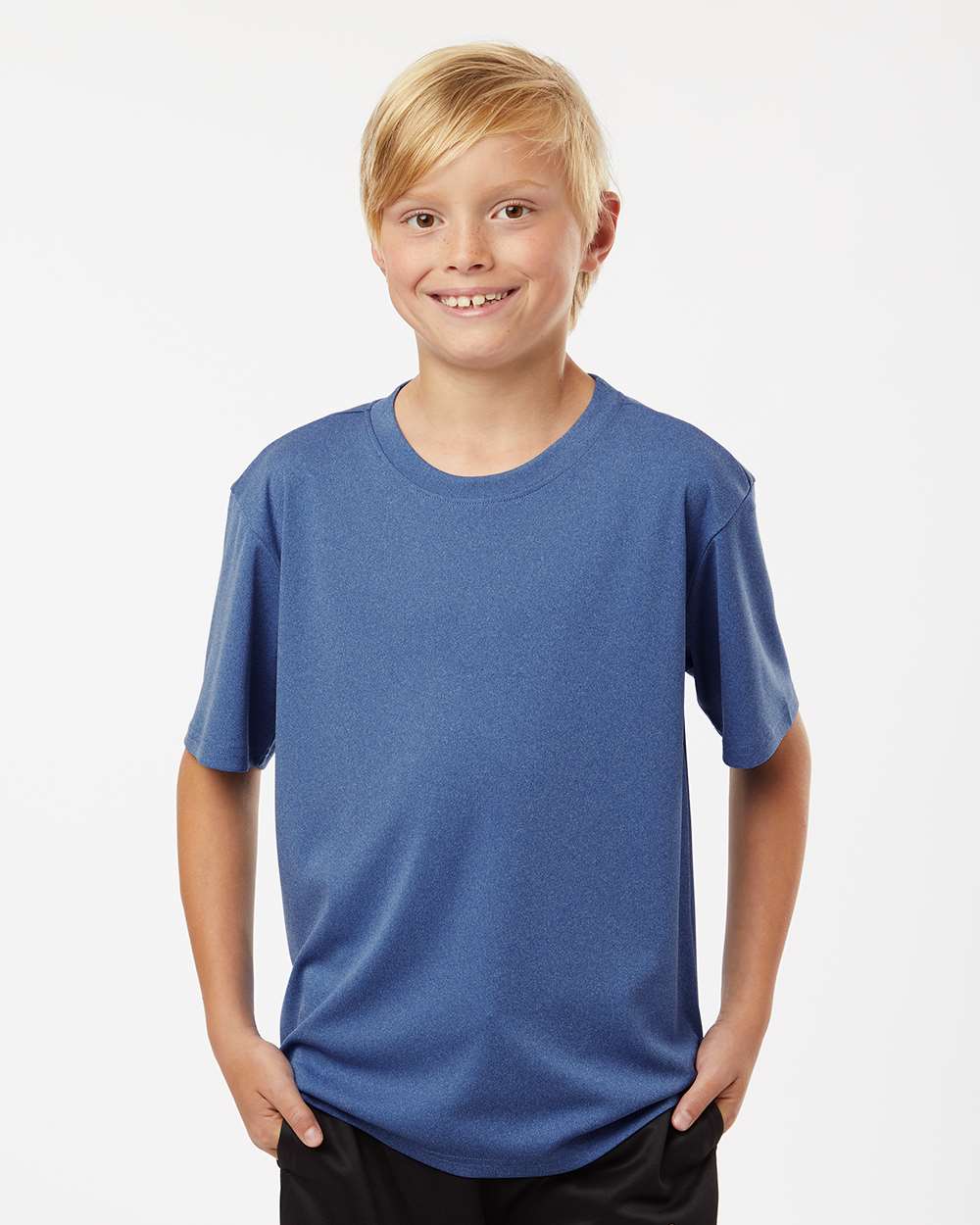 AllPro 48000Y Youth Pro-Lock Performance T-Shirt in Heather Royal Blue size Large | Polyester